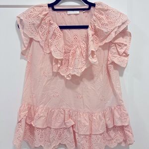7 For All Mankind Light Pink Eyelet Top